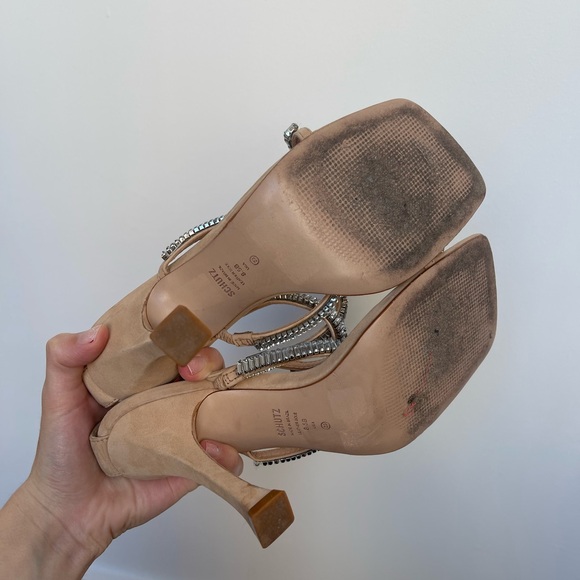 Schutz Nude and Rhinestone Strappy Heels - Picture 4 of 4